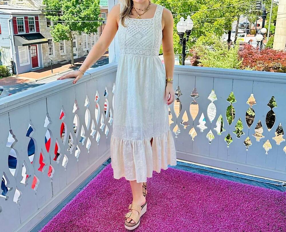 NEW ANOTHER LOVE vintage embroidered tank dress in cream